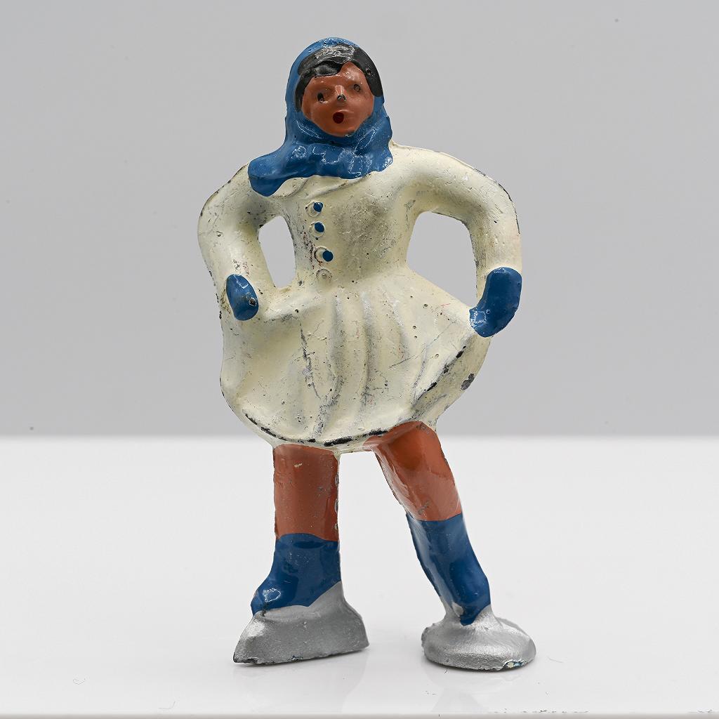 Barclay Lead Girl Figure Skater White Dress  Dimestore Figure