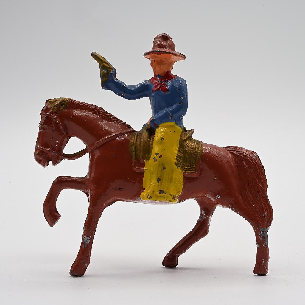 Vintage Lead Cowboy  with Pistol on Horse