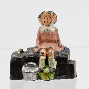 Johillco Girl Sitting on Cabin Trunk, Pink Dress