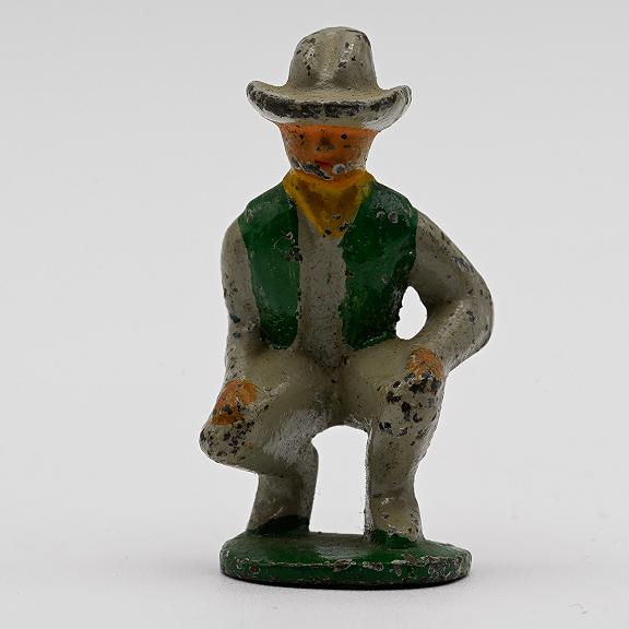 Grey Iron Cowboy Squatting R-3 American Family Series 